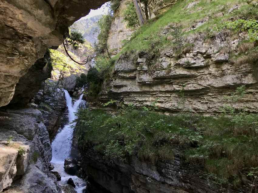 Das Ziel der Kuhflucht Wasserfälle Wanderung: Der Aussichtspunkt im Kuhfluchtgraben Farchant